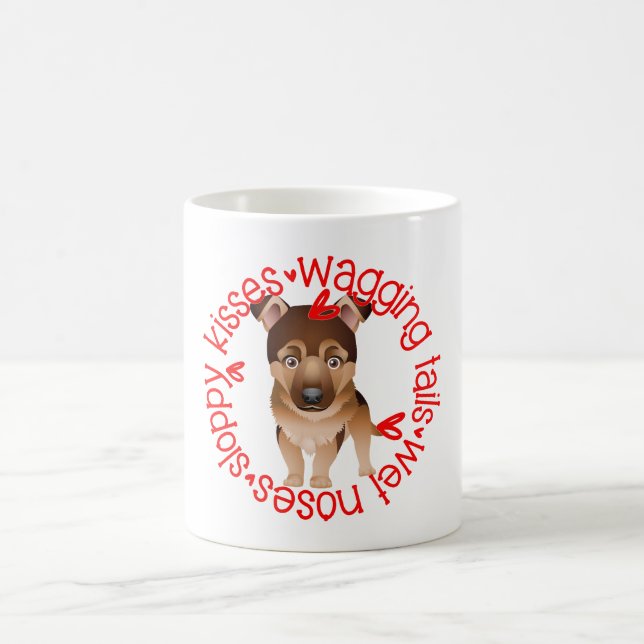Caneca De Café German shepherd, beijos desleixados (Centro)