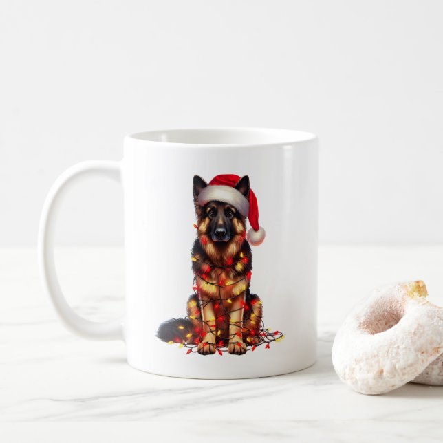 Caneca De Café German shepherd Cão Cachorro Pupado Natal (Com Donut)