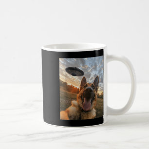 Caneca De Café German shepherd Cão Selfie Com Aliens Ufos Engraça