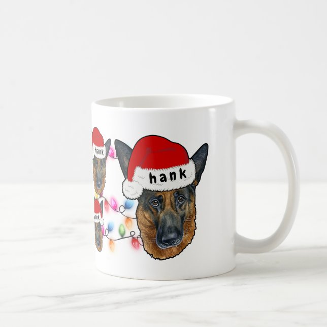 Caneca De Café German shepherd de Natal Santa Hat (Direita)
