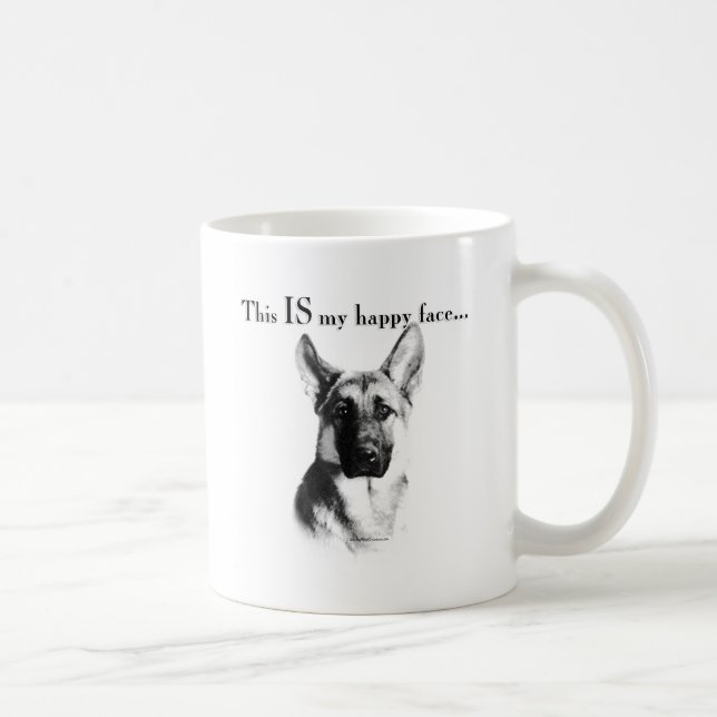 Caneca De Café German shepherd de rosto feliz (Direita)