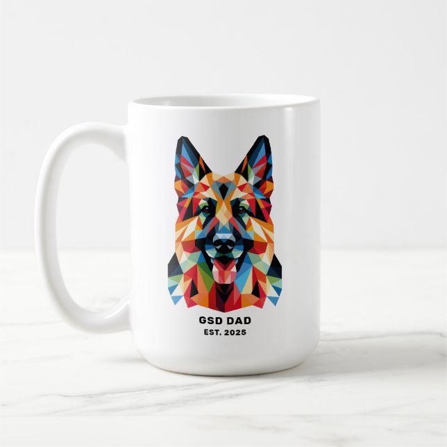 Caneca De Café German Shepherd Dog Dad Established Date (Esquerda)
