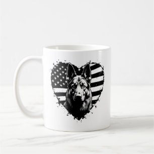 Caneca De Café German shepherd Dog USA American Flag 4 De Julho