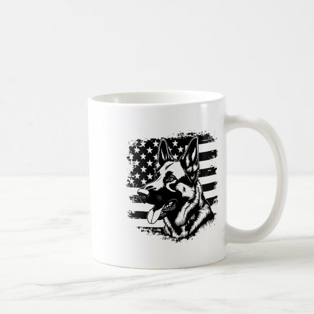 Caneca De Café German shepherd Dos Eua Flag Sungles Patriotic 4th (Direita)