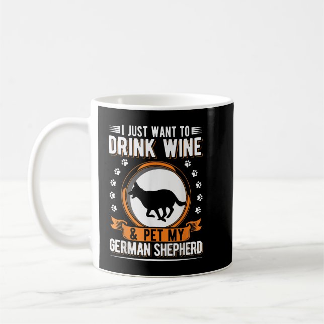 Caneca De Café German shepherd E Vinhos (Esquerda)