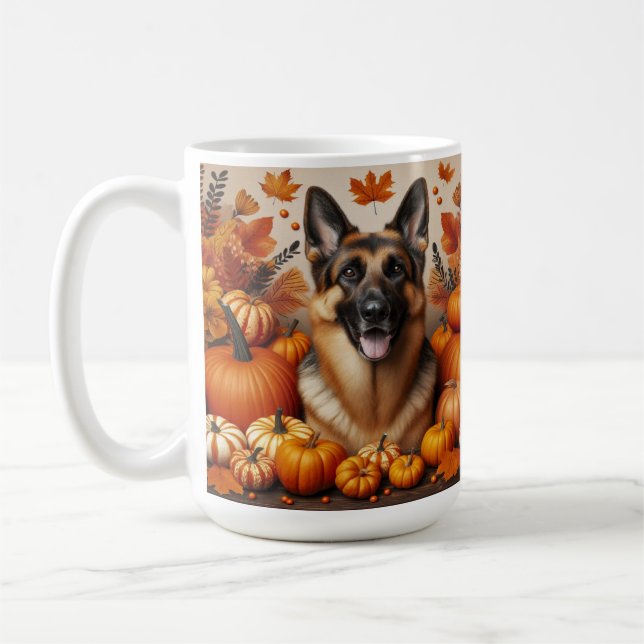 Caneca De Café German shepherd na configuração de outono (Esquerda)