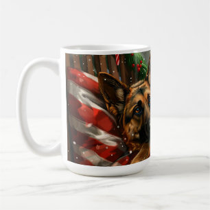 Caneca De Café German shepherd Natal Festivo