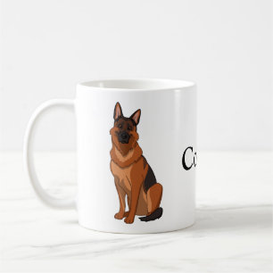 Caneca De Café German shepherd vermelho e preto GSD