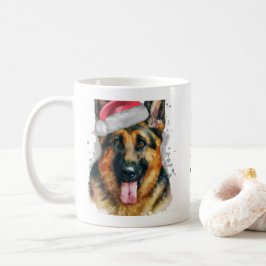 Caneca De Café German shepherd vestindo o chapéu de Natal persona