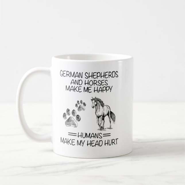 Caneca De Café German Shepherds And Horses Make Me Happy Humans M (Esquerda)