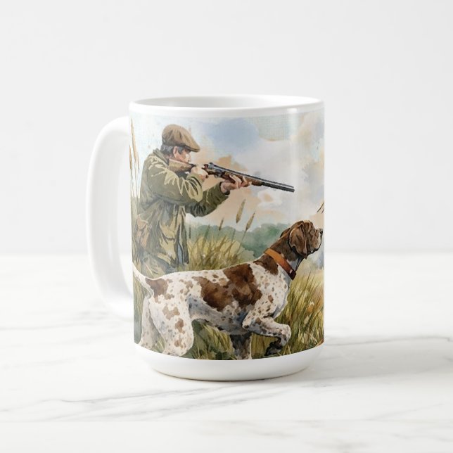 Caneca De Café German Shorthaired Pointer ,hunting (Frente Esquerda)