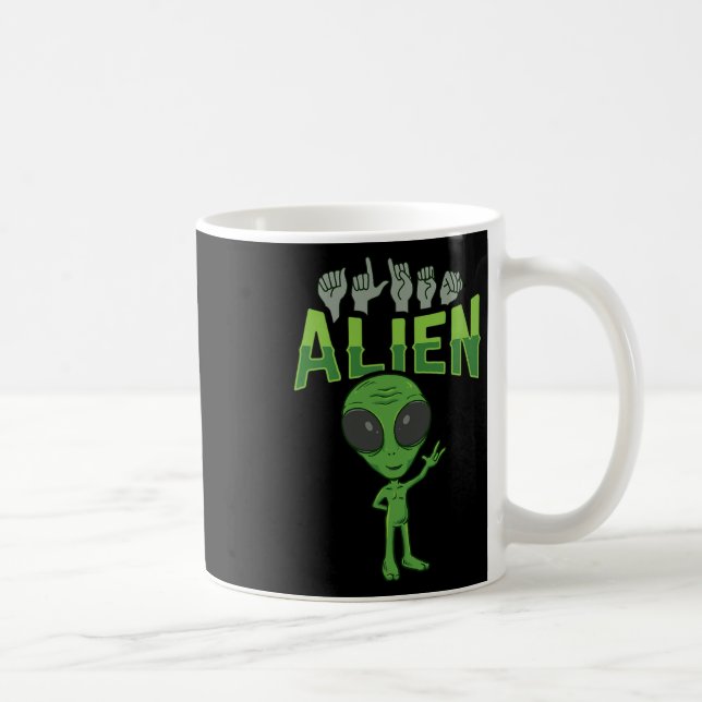 Caneca De Café Gesto de mão Ily Alien Asl Conscientização da perd (Direita)