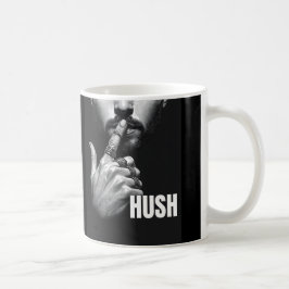 Caneca De Café Gesto de Silêncio do Homem Moderno Gráfico HUSH