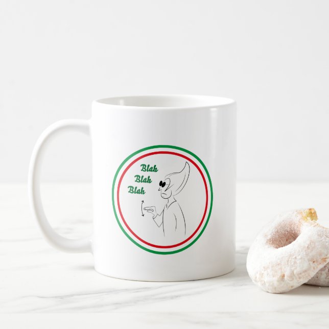 Caneca De Café Gestos Italianos - Blah, Blah, Blah (Com Donut)