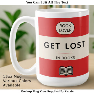 Caneca De Café Get Lost in Books Vintage Paperback Cover Red