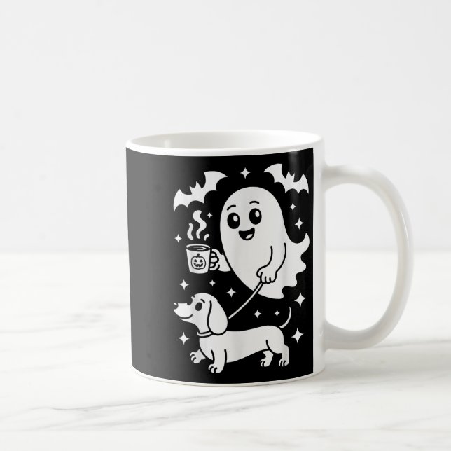 Caneca De Café Ghost Bonito Andando Cachshund Café Halloween (Direita)