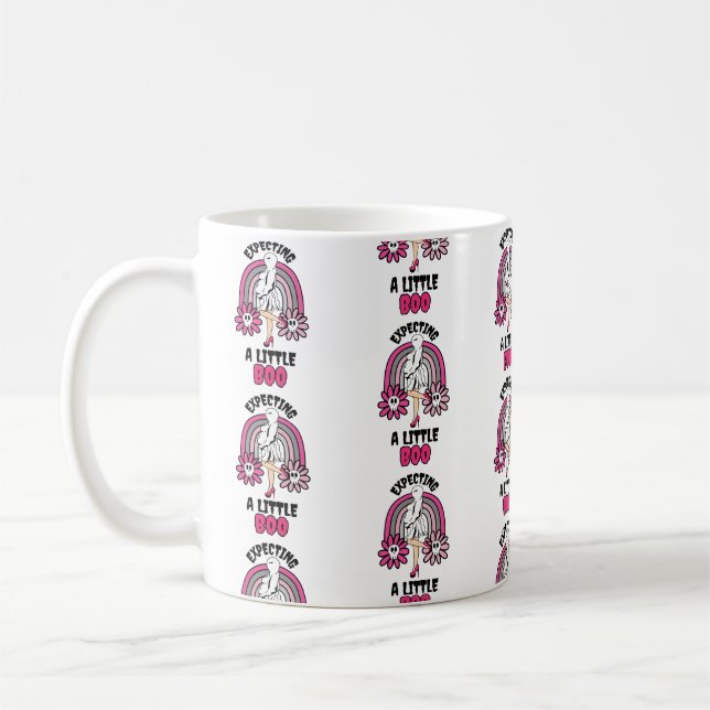Caneca De Café Ghost Pink Grávida Esperando um pouco de Boo (Esquerda)