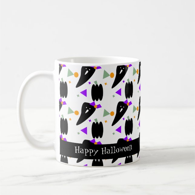 Caneca De Café Ghost Pumpkin Bonito e Colorido Confetti (Esquerda)