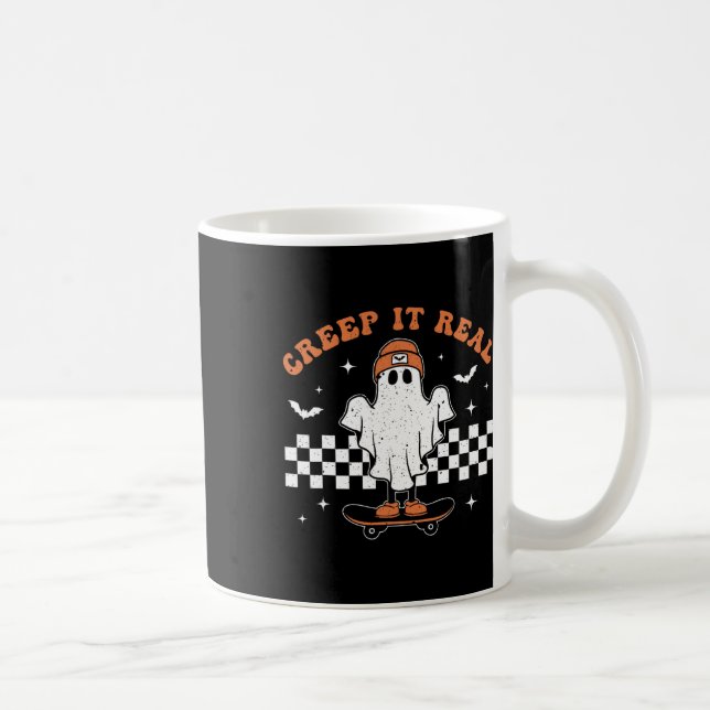 Caneca De Café Ghost Real - Skateboard Retro Cute Hallowee (Direita)