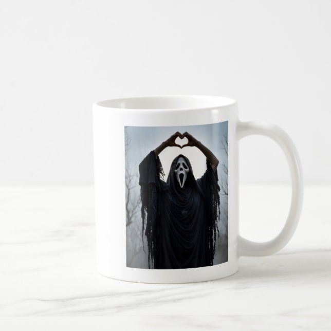 Caneca De Café Ghost Red Heart Hands Y Face Halloween Valentines  (Direita)