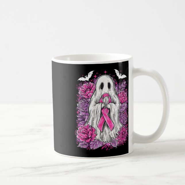 Caneca De Café Ghost Ribbon Breve Cancer Sensibilização Halloween (Direita)