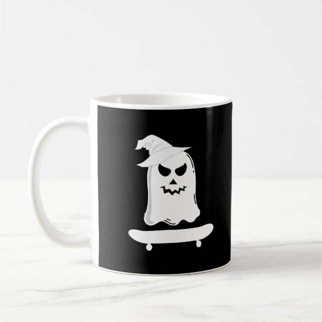 Caneca De Café Ghost Skateboard Lazy Halloween Costume Engraçado (Esquerda)