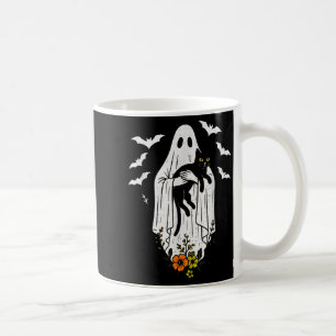 Caneca De Café Ghost Vintage segurando Gato de Gatinho de Dia das