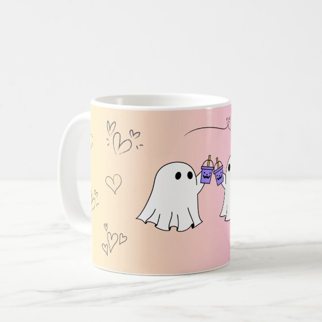 Caneca De Café Ghosts Adoráveis Café Mug - Perfeito para o Dia da (Frente Esquerda)