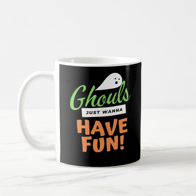 Caneca De Café Ghouls Só Quer Se Divertir - Halloween Ghouls Fund (Esquerda)