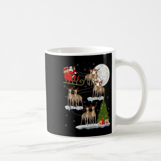 Caneca De Café Ghound Dog Santa Sleigh Flying Funny Magical Chris (Direita)