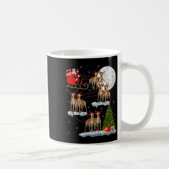 Caneca De Café Ghound Dog Santa Sleigh Flying Funny Magical Chris (Direita)