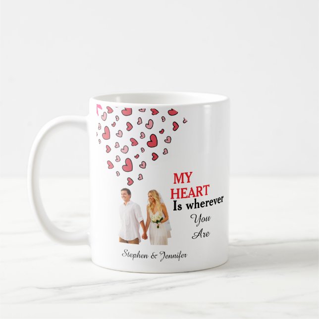 Caneca De Café Gift For Couples Wedding personalized photo (Esquerda)