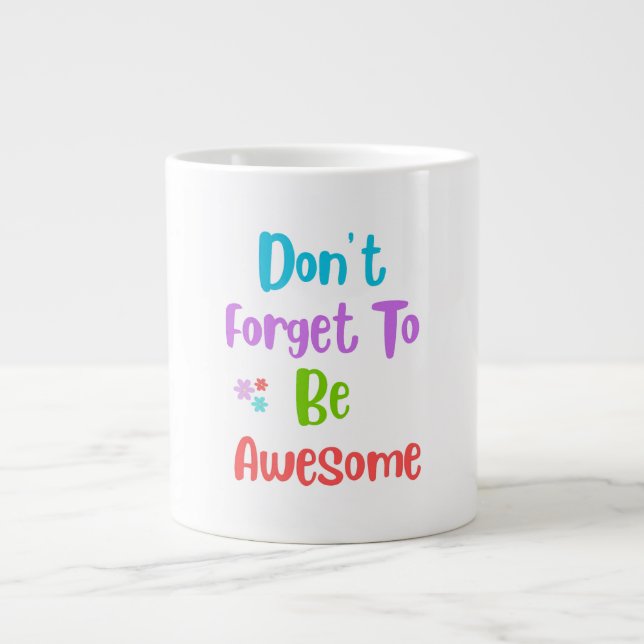 Caneca de café gigante com citação colorida (Frente)