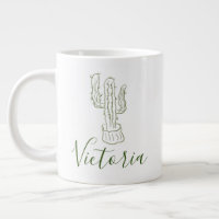 Caneca de café gigante com nome de desenho simples