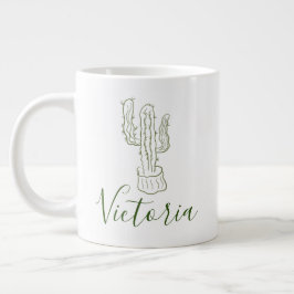 Caneca de café gigante com nome de desenho simples