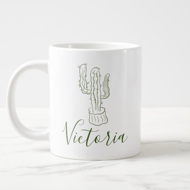 Caneca de café gigante com nome de desenho simples (Esquerda)