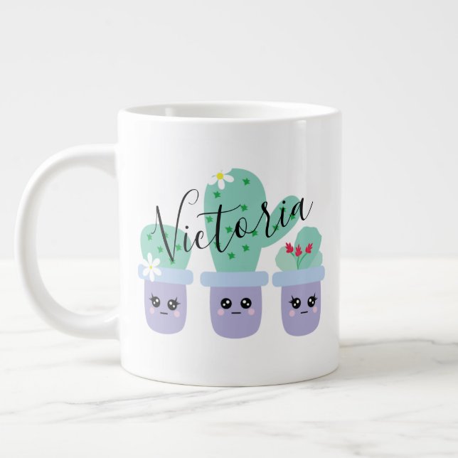 Caneca de café gigante com nome fofo de cacto enva (Esquerda)