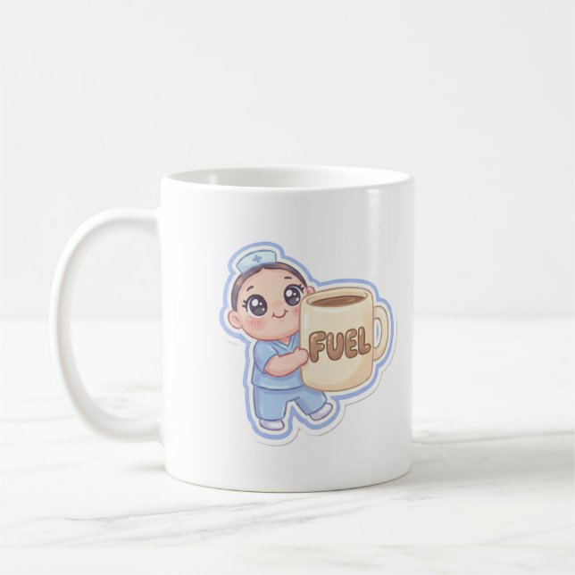 Caneca de Café Gigante Enfermeira Kawaii Chibi Com (Esquerda)