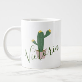 Caneca de Café Gigante Nome Cactus Cupcake