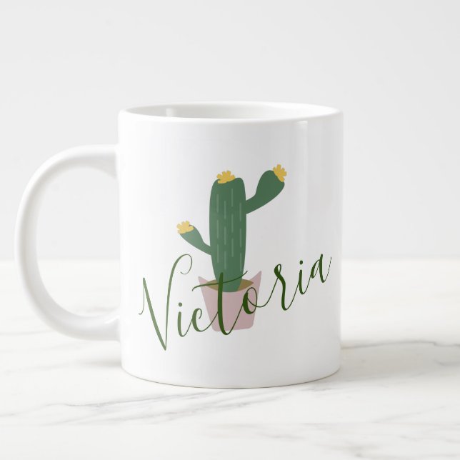 Caneca de Café Gigante Nome Cactus Cupcake (Esquerda)