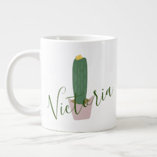 Caneca de Café Gigante Nome Cupcake de Cacto Alto