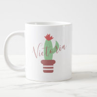 Caneca de Café Gigante Nome Listrado Vaso de Cacto