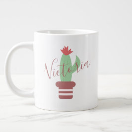 Caneca de Café Gigante Nome Listrado Vaso de Cacto