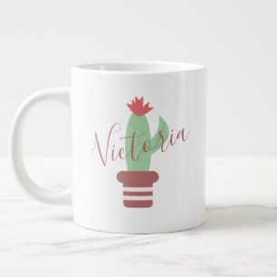 Caneca de Café Gigante Nome Listrado Vaso de Cacto