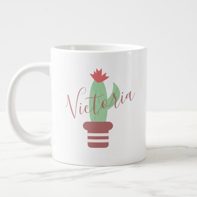 Caneca de Café Gigante Nome Listrado Vaso de Cacto (Esquerda)