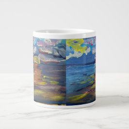Caneca de café gigante pintura do nascer do sol
