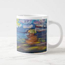 Caneca de café gigante pintura do nascer do sol