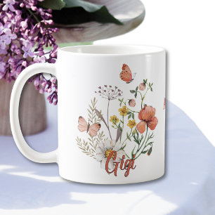 Caneca De Café Gigi Wildflower Floral Personalizado Mug Personali