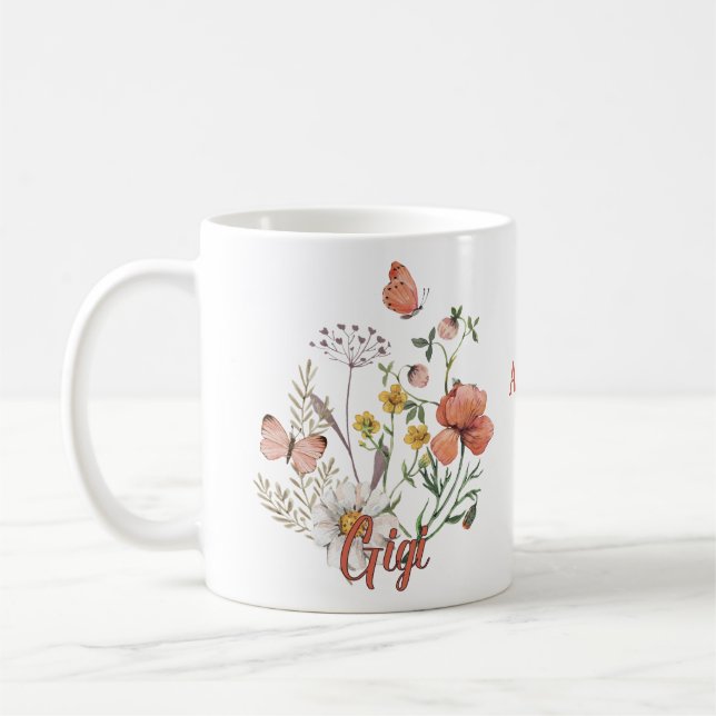 Caneca De Café Gigi Wildflower Floral Personalizado Mug Personali (Esquerda)