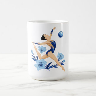 Caneca De Café Ginasta azul com flores